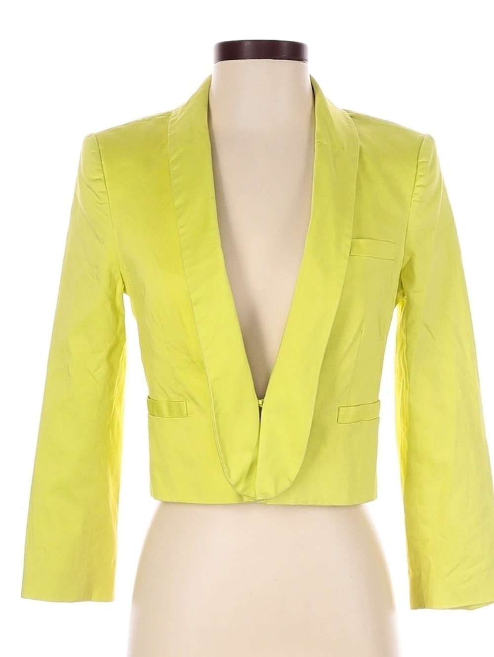 Alice + Olivia Jacket Blazer Sz S Bright Yellow CROPPED Barbiecore Topper